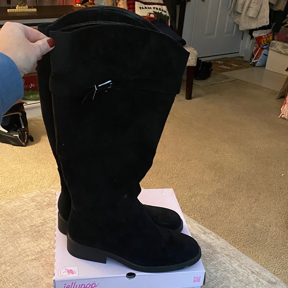 Jellypop Women's Over the Knee Black Boots